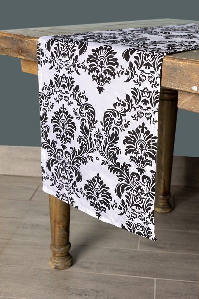 Specialty Amondine Black on White table runner